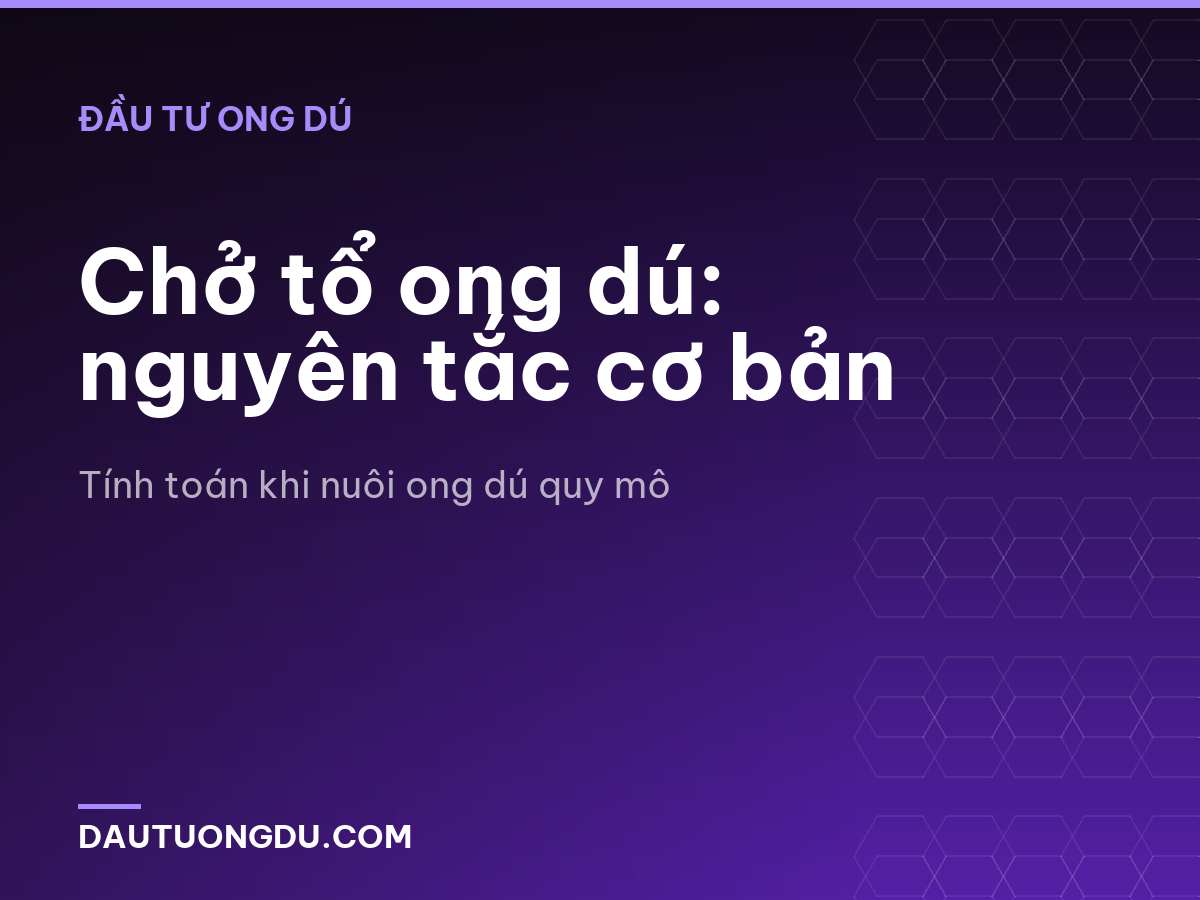 Chở tổ ong dú: nguyên tắc cơ bản