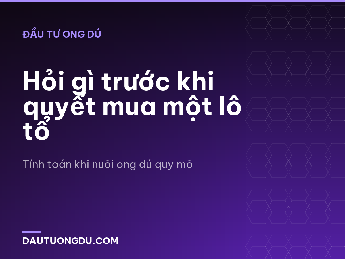 Hỏi gì trước khi quyết mua một lô tổ